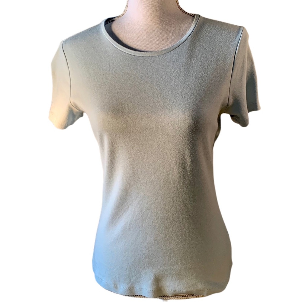 Brooks Brothers fitted, crew neck blue top